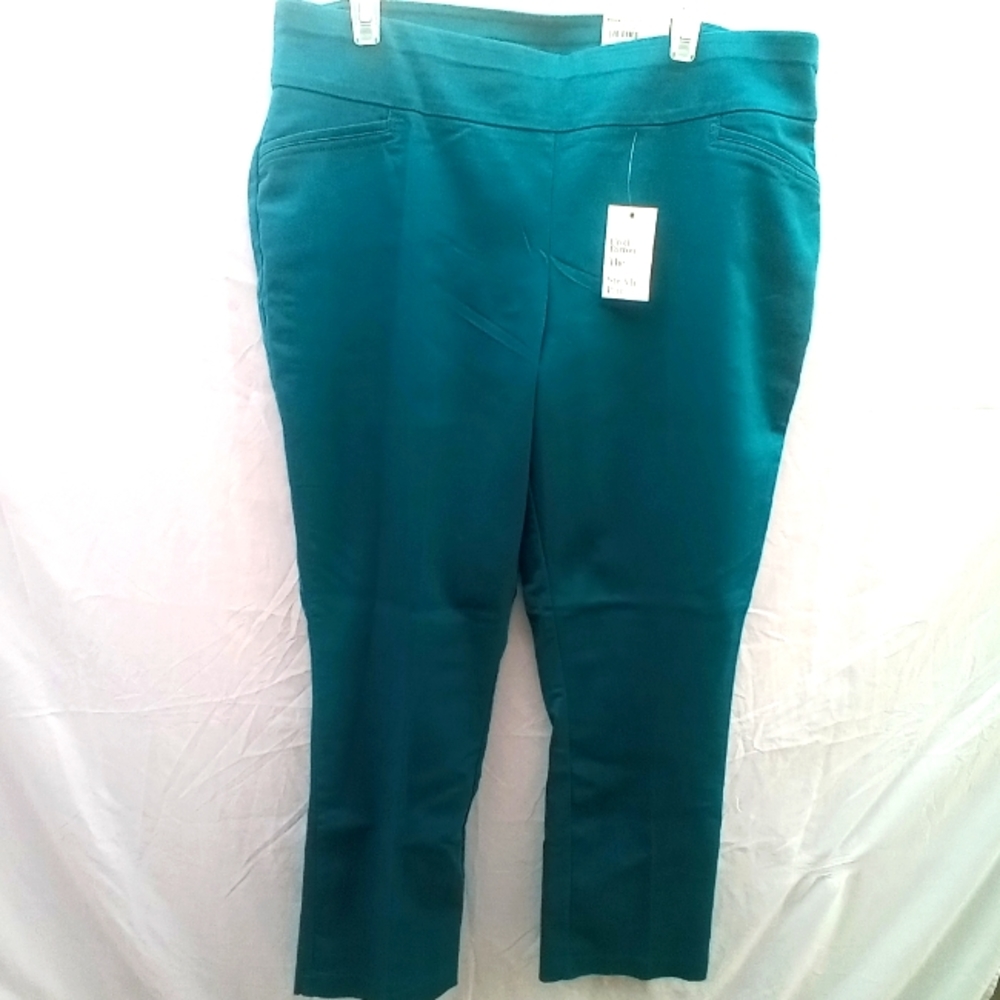 Croft & Barrow Effortless Stretch Pants 18R Vibrant Blue/Teal Shade Pullover New